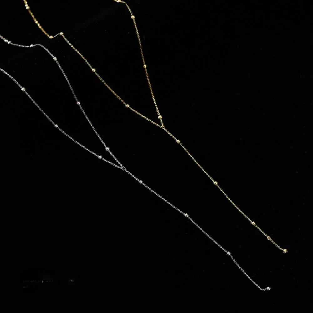 #NEW 925 Sterling Silver Bead Chain Drop Necklace - Picture 3 of 7